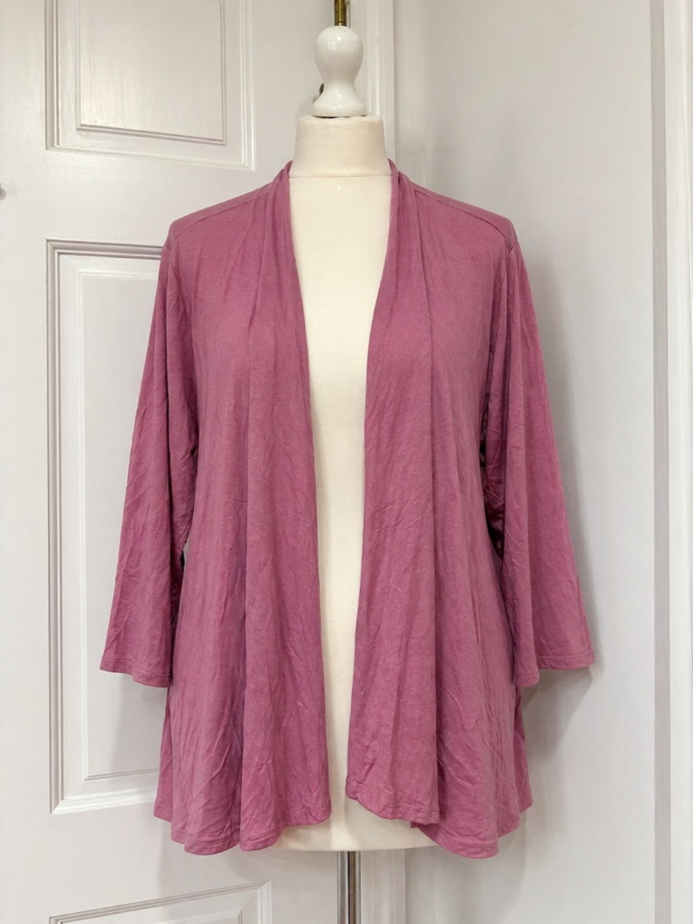 NY Collection Lightweight Open Cardigan in Rose Pink